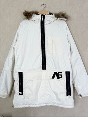 Analog Burton AG Men’s Coffin Snowboard Ski Jacket Hooded Outdoor in White L